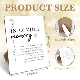 Wedding Memorial Sign, Wedding Party Supplies For Reception, In Loving Memory Wedding Sign With Stand, Minimalism Floral Wooden Tabletop Decor For Wedding, Funeral Sympathy Remembrance Gifts, 05