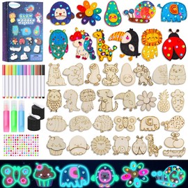 EAPHANT Crafts for Kids, 30 Art Projects Fun Activities Wooden Magnets to Paint for Party