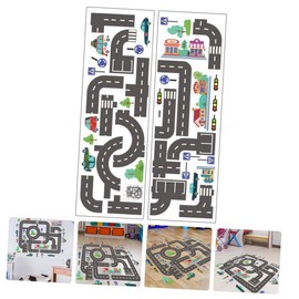 2 Sheets Car Track Stickers Kids Wallpaper Peel and Stick Removable Wall Stickers Peel and Stick Wallpaper Kids Room Kindergarten Wall Posters Children Kids Playroom Wall Decals