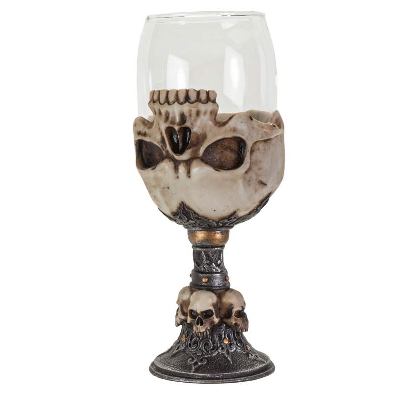 SUMMIT COLLECTION Underworld Upside Down Ossuary Skull Wine Goblet Glass