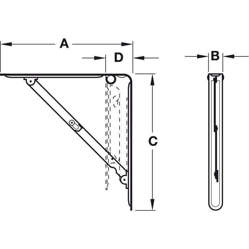 GedoTec H2036 Folding Table Extension Bracket with Locking Mechanism 400