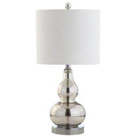 JONATHAN Y JYL1028C Anya 20.5" Mini Glass LED Lamp Transitional,Glam,Midcentury for Bedroom, Living Room, Office, College Dorm, Coffee Table, Bookcase, 1, Mercury Silver