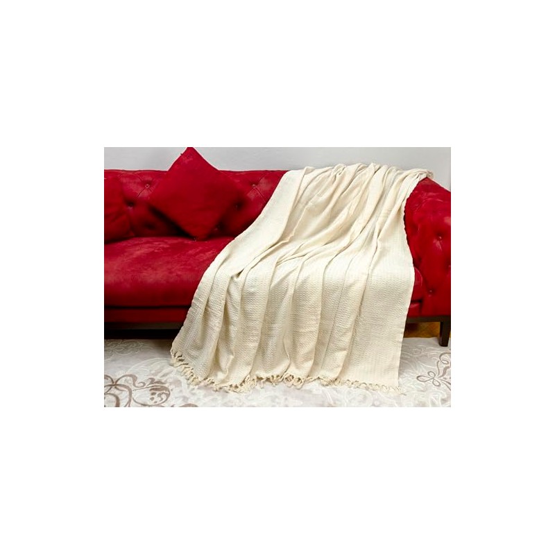 Buena Zeba Traditional Cotton Chevron Fringe Blanket 200 x 235