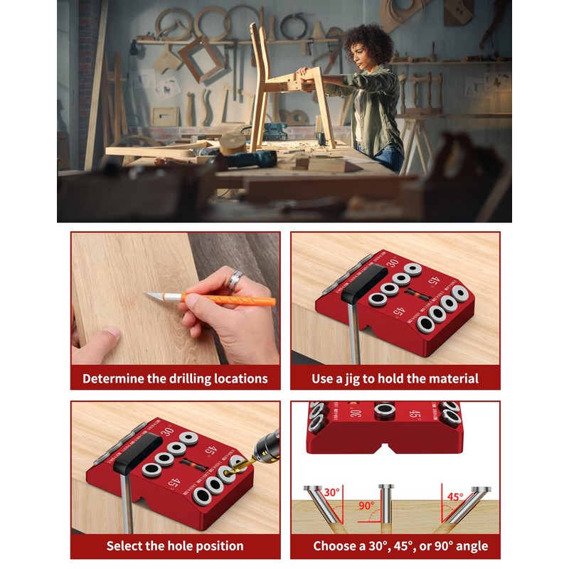 30 45 90 Degree Angle Drill Guide Jig for Hand
