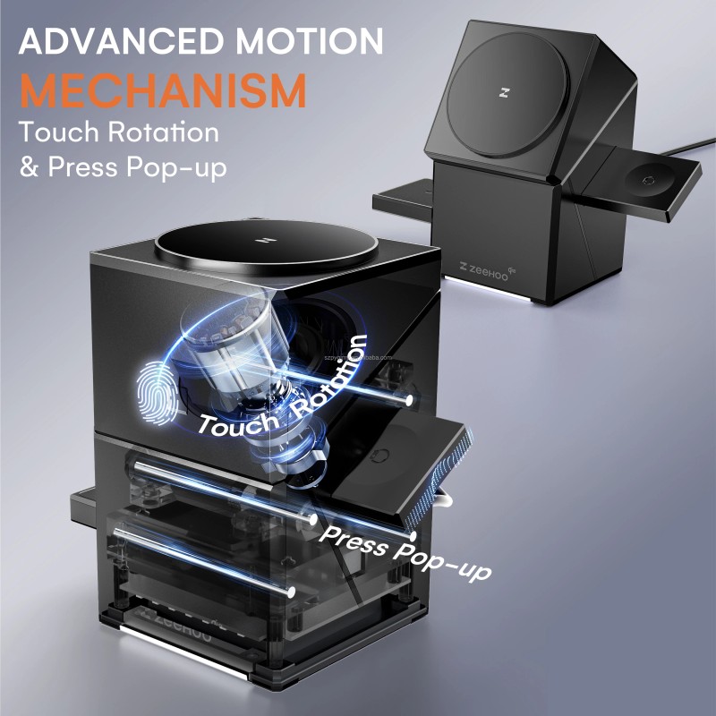 ZEEHOO-CuBeTrick X 3-in-1 Wireless Charging Station-Black-US Plugsocket standard: US, color: