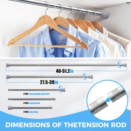 SISELBA Tension Rods for Windows 28 to 48 inch, Non Slip Spring Tension Curtain Rod No Drill, 7/8" Tension Rod for Small Shower Stall Bedroom Doorway Closet Door, Silver