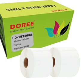 Doree 1933088 Durable LabelWriter LabelWriter Labels 59x102mm (300 Individual Stickers Per Roll, Waterproof and Tear-Resistant) Compatible Devices: LabelWriter 4XL, 450, 450 Twin Turbo (2 Rolls)