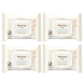 Aveeno Baby Toallitas para manos y cara sin fragancia con extracto de avena y aloe, toallitas limpiadoras e hidratantes para pieles sensibles, sin sulfatos, alcohol, parabenos y colorantes