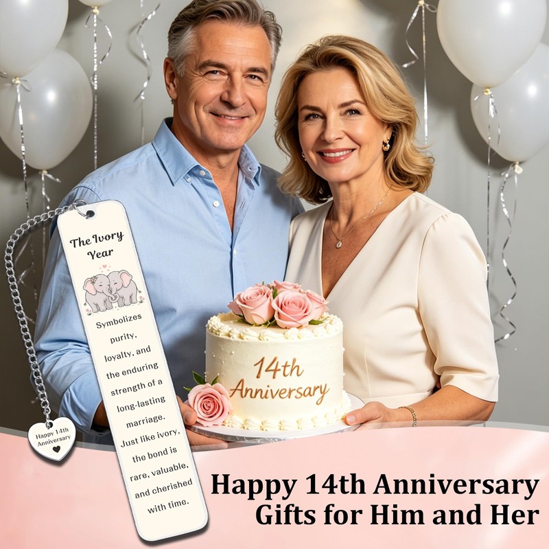 14 Year Anniversary Ivory Gifts for Her Him Bookmarks for