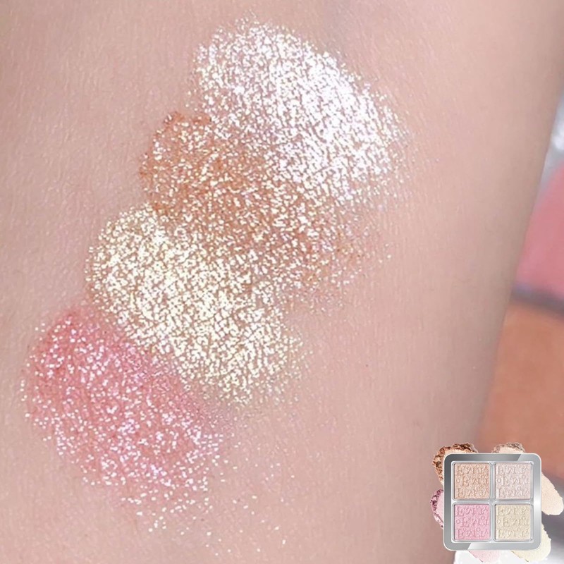 Highlighter Makeup, 4 Color Shimmer Highlighters Blush Bronzer Palette, Shimmer