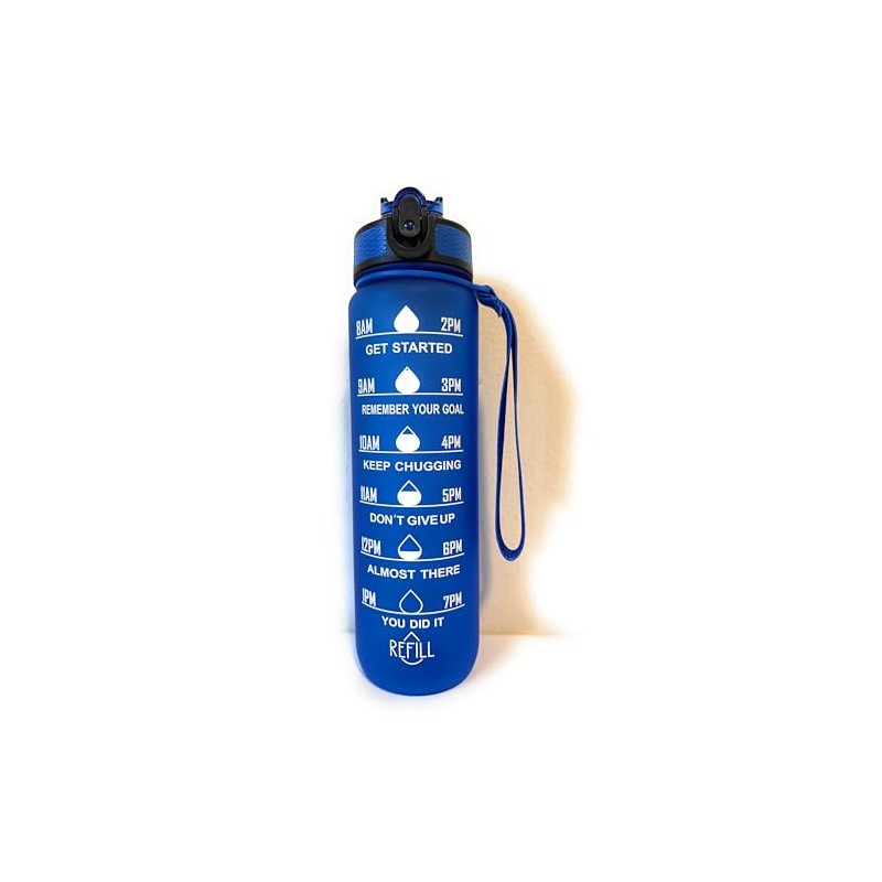 Motivational water bottle with time markers (Royal Blue)