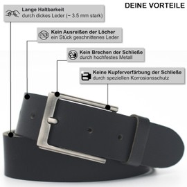 FRIEDRICH HOFFMANN Men's Belt Black - Leather Belt Men - 100% Leather - Suit Belt Business Belt Jeans - 3.5 cm - Made in Germany, black