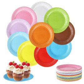 BUCOMTU Pack of 120 DIY Paper Plates, Colourful, 7 Inch Round Colourful Paper Plates, Paper Tableware, Suitable for Children's Birthdays, Celebrations, BBQ Parties and Other Festivals or Celebrations