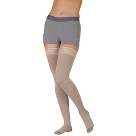 Juzo Silver Stocking 30-40 mmHg, Model 2061 (Size 2 Thigh High (ag) Open Toe Silicone Border, Silver)