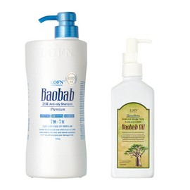 LOFN Ropn Baobab Shampoo for Oily Hair 1000g + Premium Hair Oil 200g / 로픈 바오밥 지성 샴푸1000g+프리미엄 헤어오일200