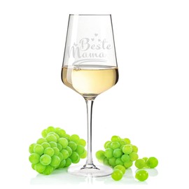GRAVURZEILE Leonardo Weinglas mit Gravur - Beste Mama - Geschenk für Mama ideal als Muttertagsgeschenk - Weißweinglas Rotweinglas als Geburtstagsgeschenk für Mama Farbe Puccini