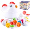 12-Piece Original Hen Chicken Toy: Easter Egg Shape Sorter for Toddlers, Promoting Fine Motor Skills and Color Matching - Ideal Gifts for Kids