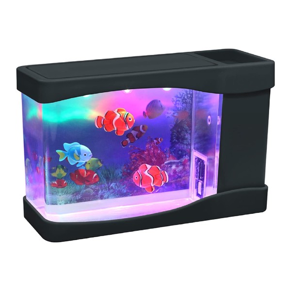 Lightahead® Artificial Mini Aquarium A Sensory Multi Colored LED Swimming Fish Tank with Bubbles