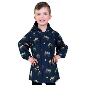 JAN & JUL Boys' Waterproof Rain Jacket, Windproof Raincoat for Kids (Big Trucks, Size 6Y)