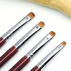 4 cepillos profesionales para uñas francesas de madera roja | Cepillos de limpieza y bolígrafos punteados, puntas de precisión (#10 #12 #14 #16), para