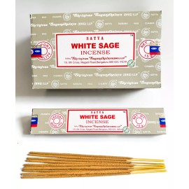 Satya White Sage Incense Sticks - Pick 15-30-60-90-18 - 1 box = 15 grams