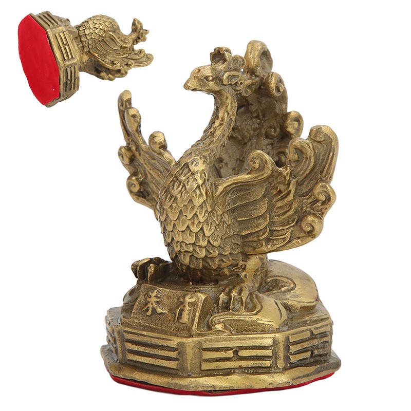Brass Phoenix Statue High Hardness Good Gloss Phoenix Decorative Figurines