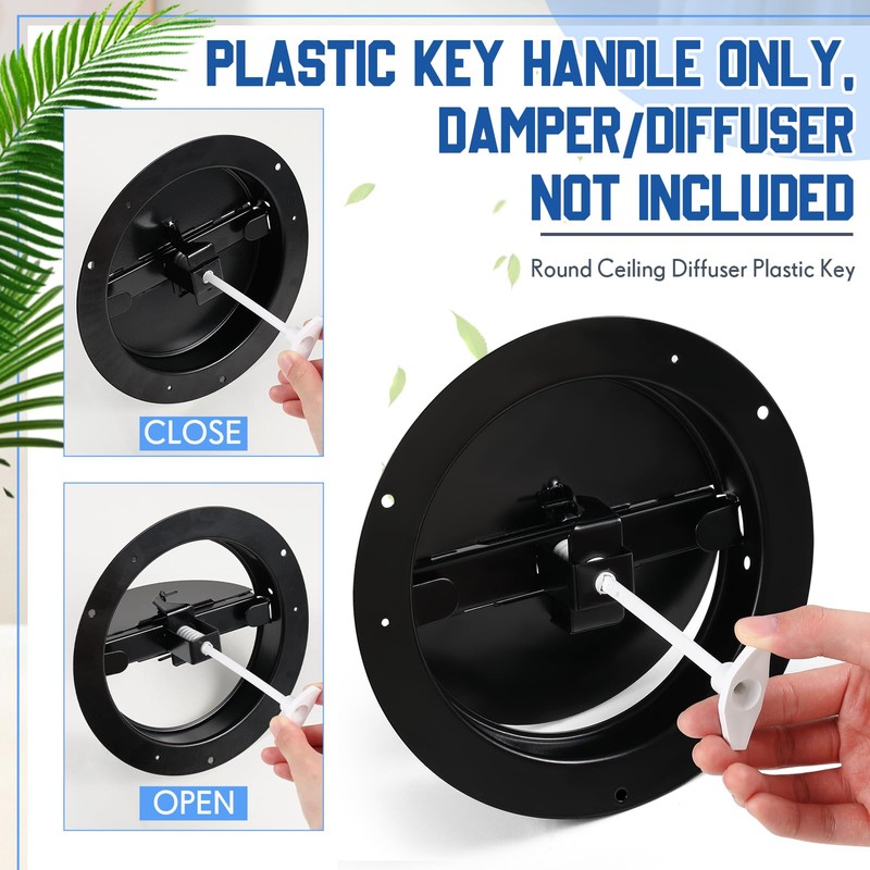 Wonderjune 3 Pcs Round Ceiling Diffuser Plastic Key Handle, Vent