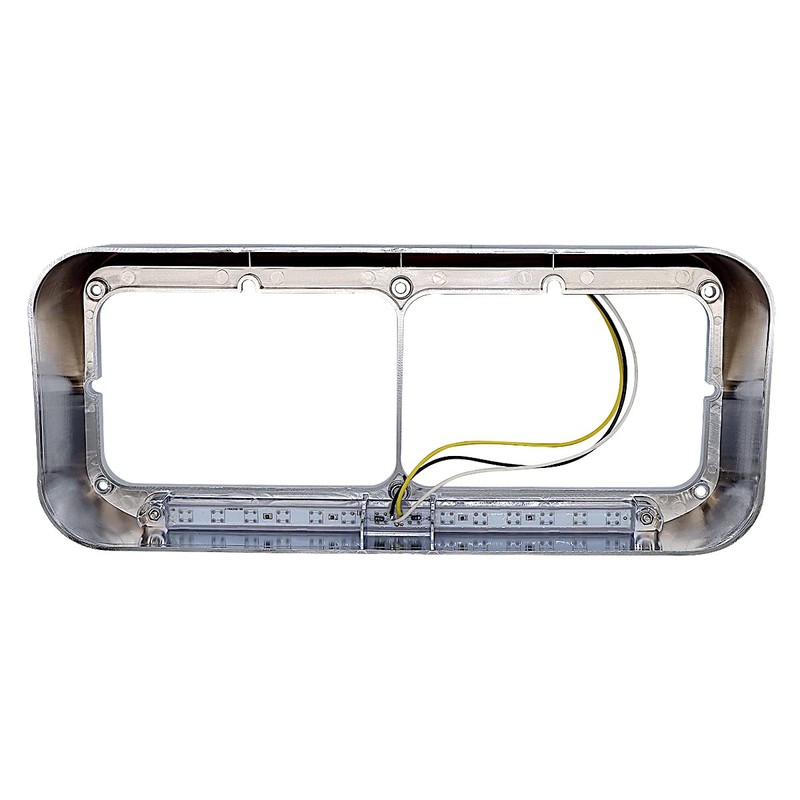 LEAVAN 2x Chrome Headlight Bezels 12" Amber LED Light with