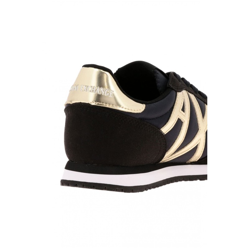 Armani Exchange Women's Rio Side Logo Trainers, Black Lt Gold.