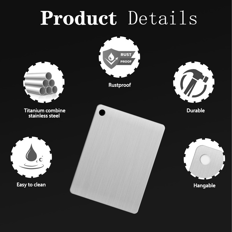 Fidqiog Titanium Cutting Board, Stainless Steel Cutting Boards for Kitchen,