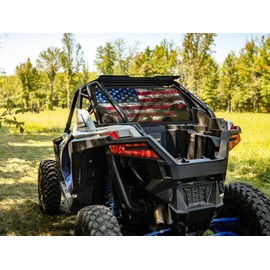 Oh Hey. "Smokey Flag" UTV Rear Dust Screen Fits Polaris RZR PRO XP S/X4/S4 (some 900s) (4 SEATER ONLY) UTV Rear Dust Screen & UV Protection by Oh Hey. PowerSports