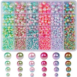 ZesNice Pearl Beads for Jewelry Making, 1890pcs Multicolor Pearl Beads for Bracelets Necklaces Earrings Making, Round Pearl Beads Kit DIY Crafts Gifts for Girls Adults(4/6/8/10mm Mixed)