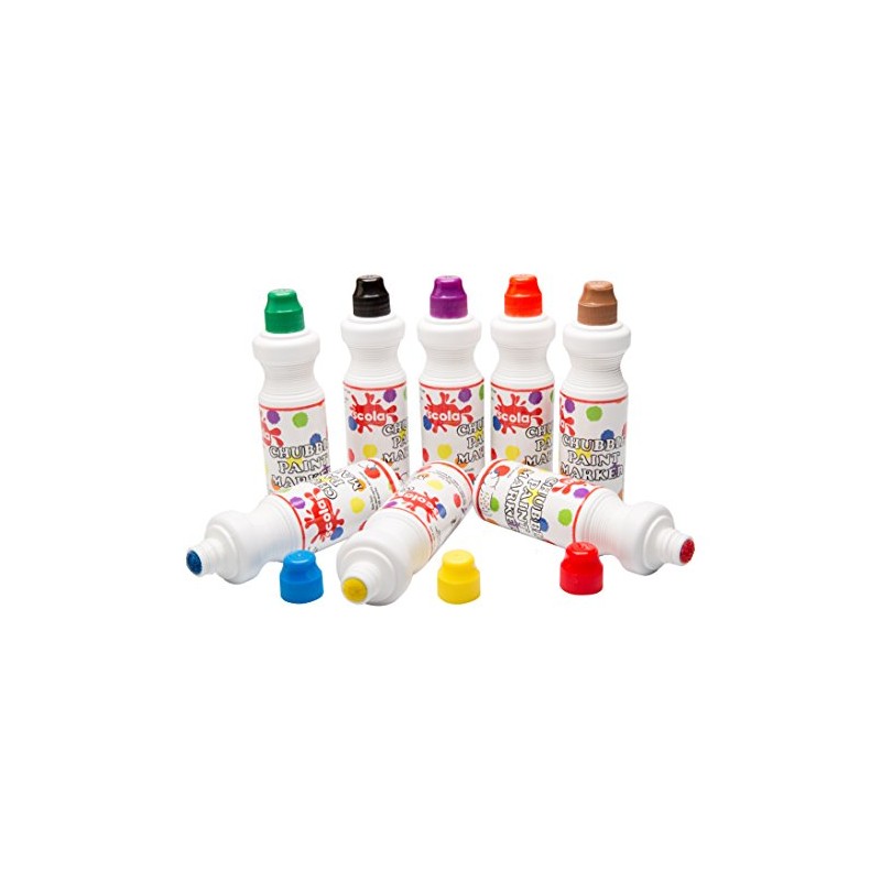 Scola Chubbi Paint Markers, 8 Assorted Colours, 75 ml Bottles,