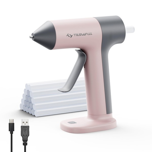 Tilswall Cordless Hot Glue Gun, 30s Fast Preheating with 2Ah