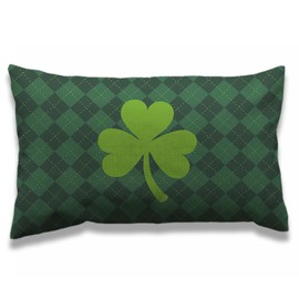 AOYEGO Green Shamrock Plaid Throw Pillow Cover 12x20 Inch St Patrick's Day Buffalo Rectangle Pillow Cases Home Decorative Cotton Linen Cushion Cover for Bed Sofa