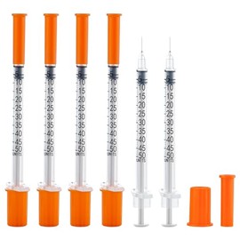 U-100 Syringe with 31G 0.5cc 1/4-Inch (6mm) Disposable Lab Dispensing Supplies Individually Packed 20 PACK (0.5cc 31 gauge 1/4")