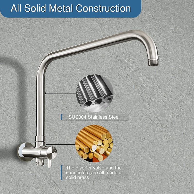 HOMVIVA® All Solid Metal 3-Way Shower Arm Diverter Valve with