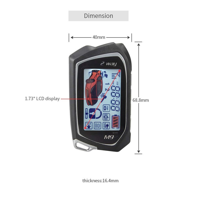 EASYGUARD EC201-M9 2 Way Car Alarm System with 1.73 inch