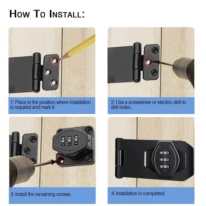 Keyless Cabinet Combination Lock,3-Digit Combination Lock Twist Knob Hasp Latch