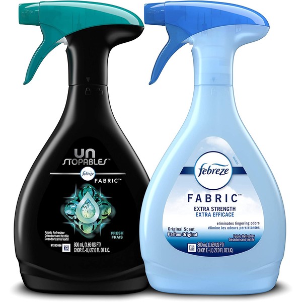 Febreze Fabric Refresher, Odor Eliminator Extra Strength + Unstopables, Fresh Scent, 2 Count