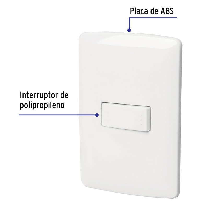 Volteck PA-APSE-EIB, Placa armada 1 interruptor escalera color blanco línea