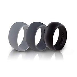 Silicone Wedding Ring Band by HonorGear - 3 Rings Pack Premium Grade Wedding Bands Engagement Active Men, Athletes Comfortable Fit (7.5)