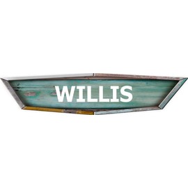 Willis Old School Retro Shaped Weathered Rustic Painted Wood Look Decal Bumper Sticker for use on Any Smooth Surface