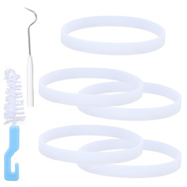 BOXOB 5pcs Rubber Gaskets Replacement Seals for Ninja Blenders, 3.74in White O-Ring with Brush and Hook Compatible with BL480 BL680 BL910 & CT680