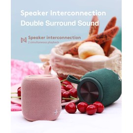 FIGMASU Bluetooth Speaker,Portable Bluetooth Speaker,Mini Bluetooth 5.0 Dual Pairing Wireless Speaker,360 HD Surround Sound & Rich Stereo Bass,IPX7 Waterproof for Travel,Pool and Outdoor(Pink)