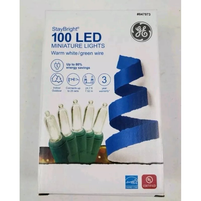 GE NEW - GE 100-Count 24.7 Ft StayBright LED String