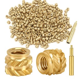 QSJ Threaded Insert 400Pcs M3 x L4 x D5 Heat Set Nut Brass for Industrial 3D Printing Projects M3 Soldering Iron Tip Included