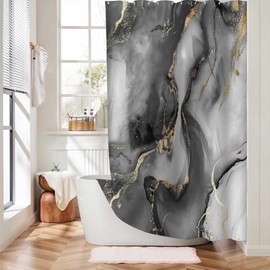 MCCKTIU Black Gold Marble Shower Curtain for RV Bathroom Decor, Abstract Luxury Gray Golden Texture Marble Shower Curtains for Bathroom, Luxury Modern Waterproof Bath Decor 47x64 Inches
