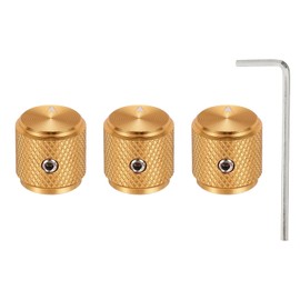 sourcing map 3 Pcs Aluminium Potentiometer Knobs, 1/4" (6mm) Universal Volume Tone Control Knobs with Arrow Indicator for Guitar, 1/2" Gold