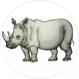 Kiwi Gifts Rhino Rhinoceros - 25 Pack Circle Stickers Decals 3" x 3"  Endangered Species